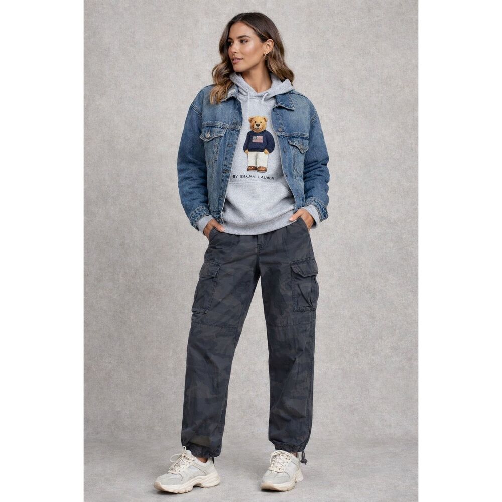 Vintage Ralph Lauren Polo Jeans Womens Gray/green Camo Ripstop Cargo Pants Size